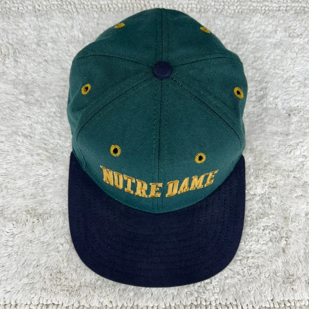 Vintage Notre Dame Fighting Irish Fitted Hat 7 1/4 Two Tone Cap NCAA Made in USA